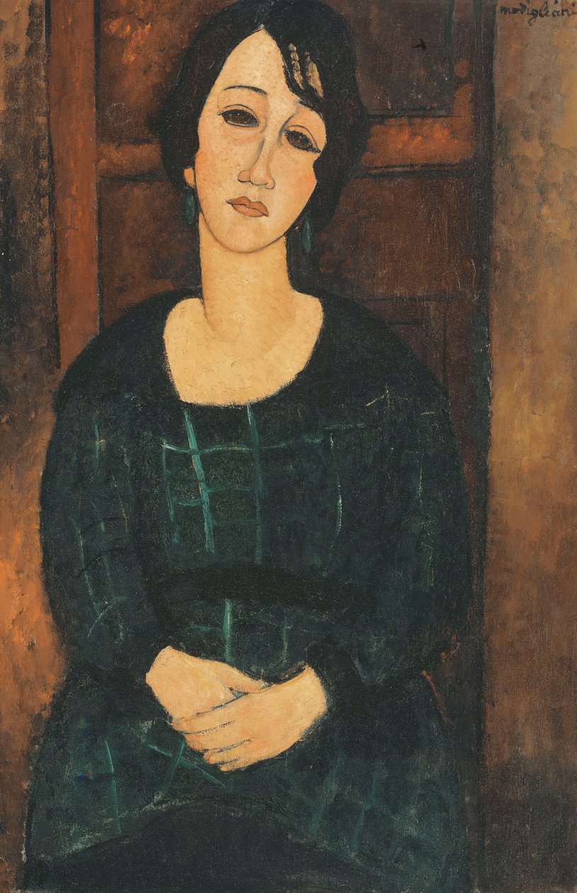 Woman in a Plaid Dress by Amedeo Modigliani
