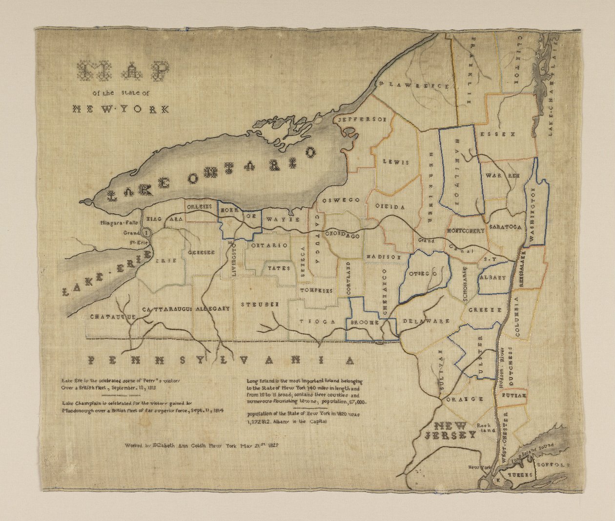 Map of the State of New York by American Elizabeth Ann Goldin