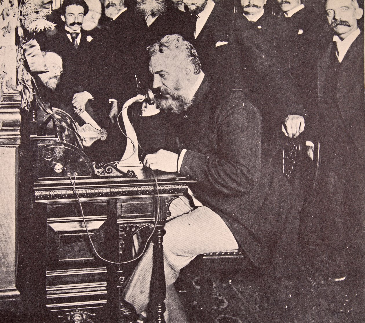 Alexander Graham Bell making the first call between New York and Chicago, 1892 by American Photographer
