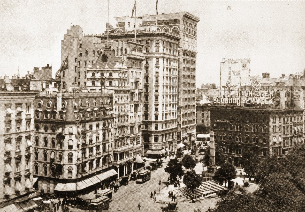 Broadway at Madison Square with the Worth Monument, 1893 by American Photographer