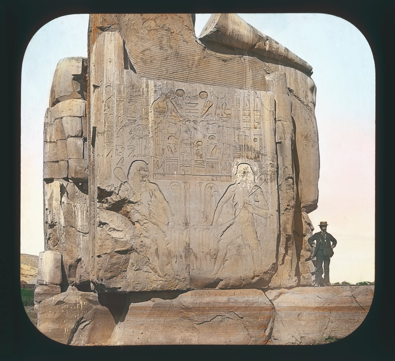 Egypt - Northern colossus (base) Thebes by American Photographer