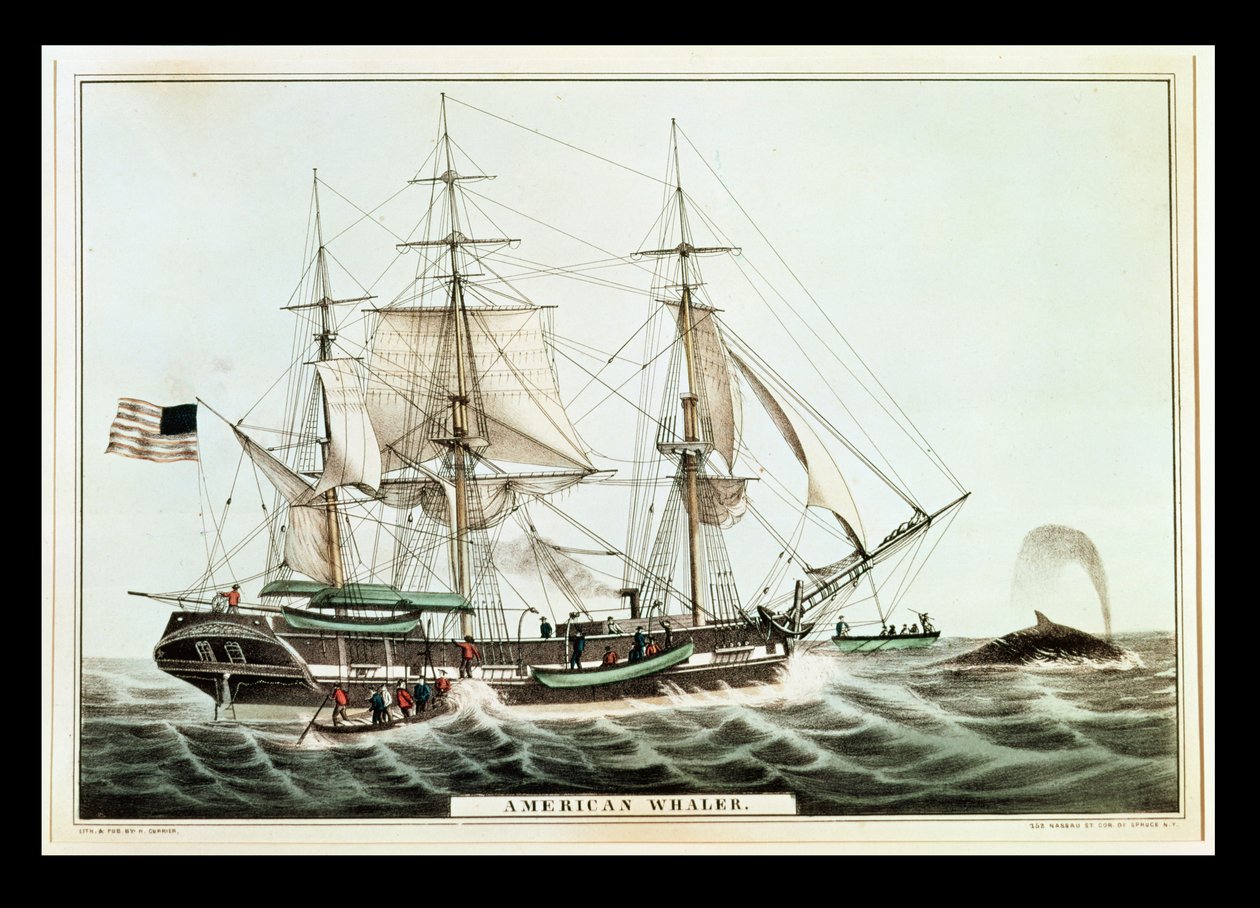 American Whaler, engraved by Nathaniel Currier by American School