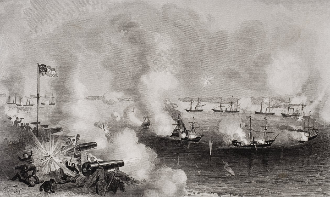 Bombardment and Capture of Forts Walker and Beauregard, Port Royal, South Carolina, on 7th November 1861 by American School