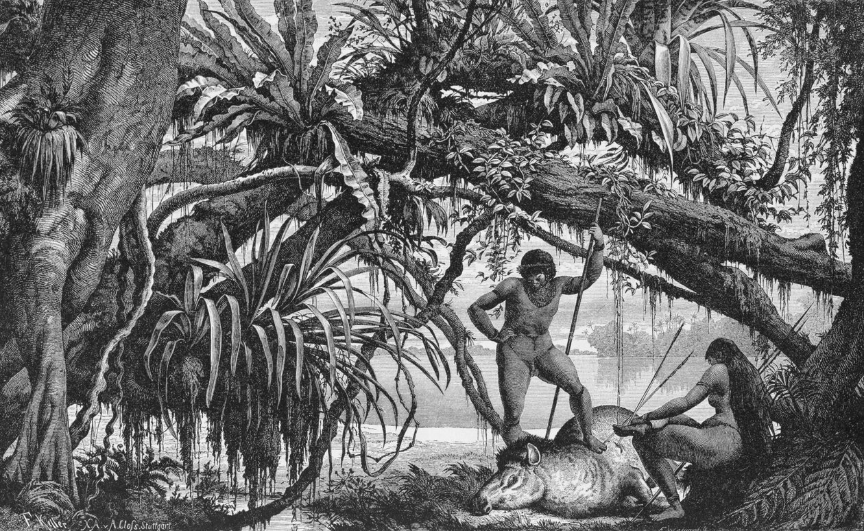 Caripuna Indians with Tapir, from 