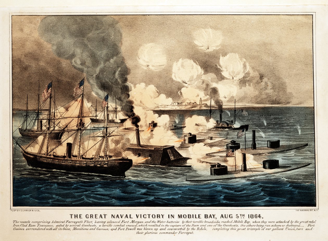 Great Naval Victory in Mobile Bay, Aug. 5th 1864, published 1864, Currier & Ives by American School