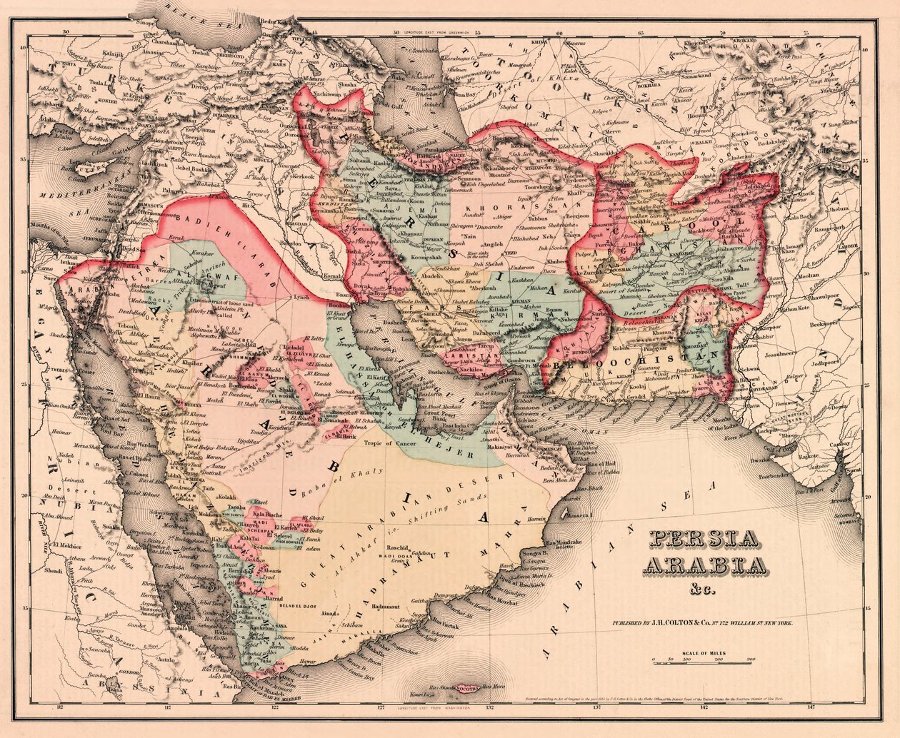 The Middle East in the mid 19th century, from Coltons General Atlas, edition of 1857 by American School