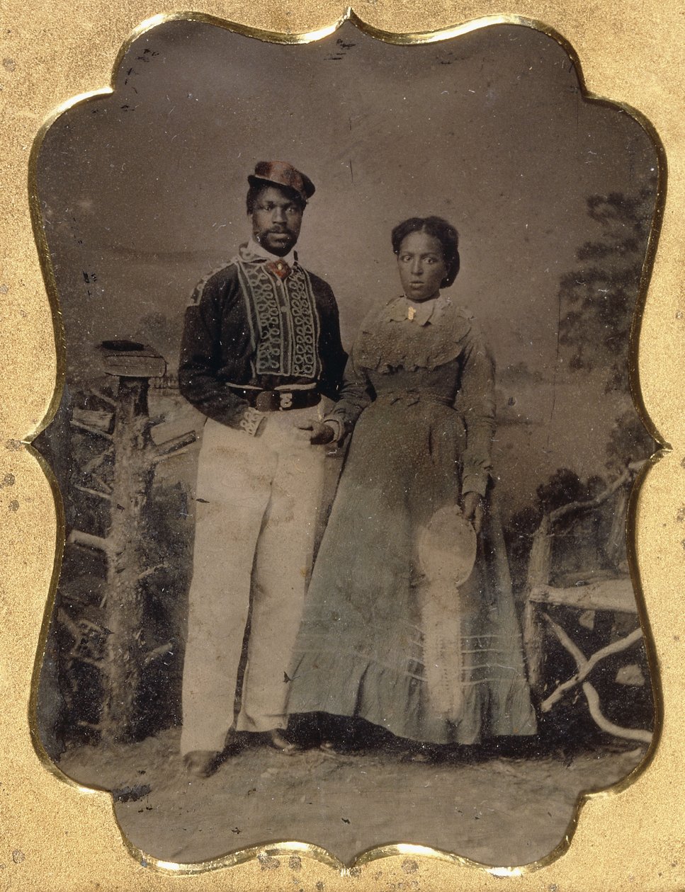 Fireman and Bride, c.1860 by American Photographer