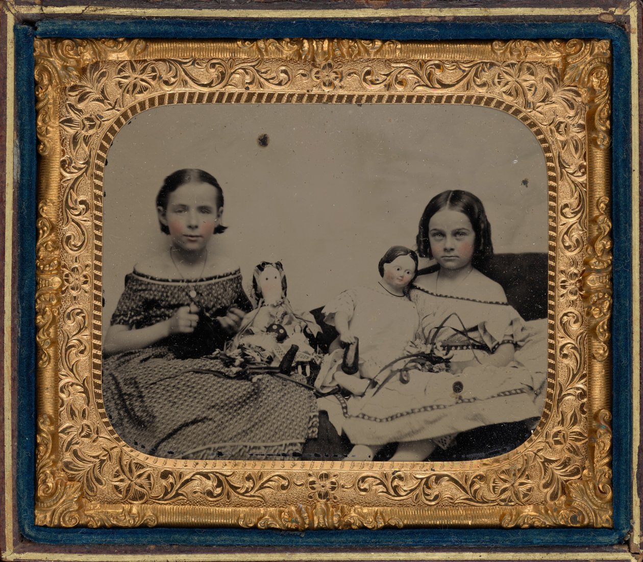 Portrait of Two Girls with Dolls by American Photographer