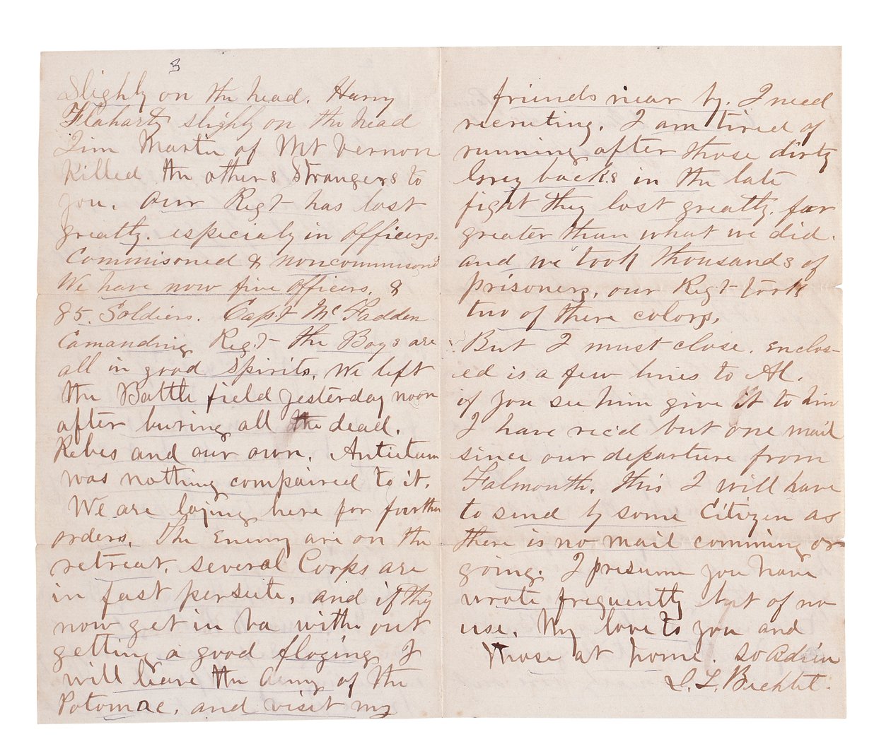 Battle Report Letter by G. L. Brehct by American School