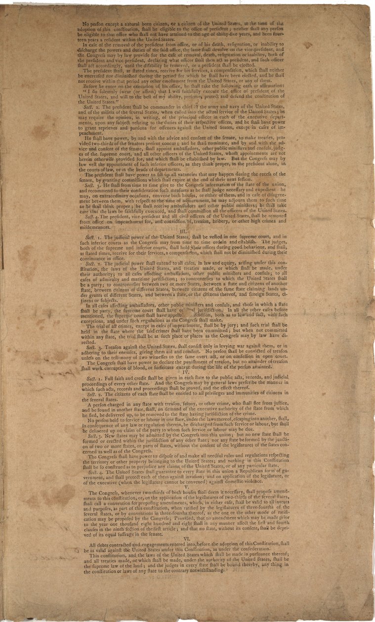 Constitution, first printing, printed by Dunlap & Claypoole, 17-19 September 1787 by American School