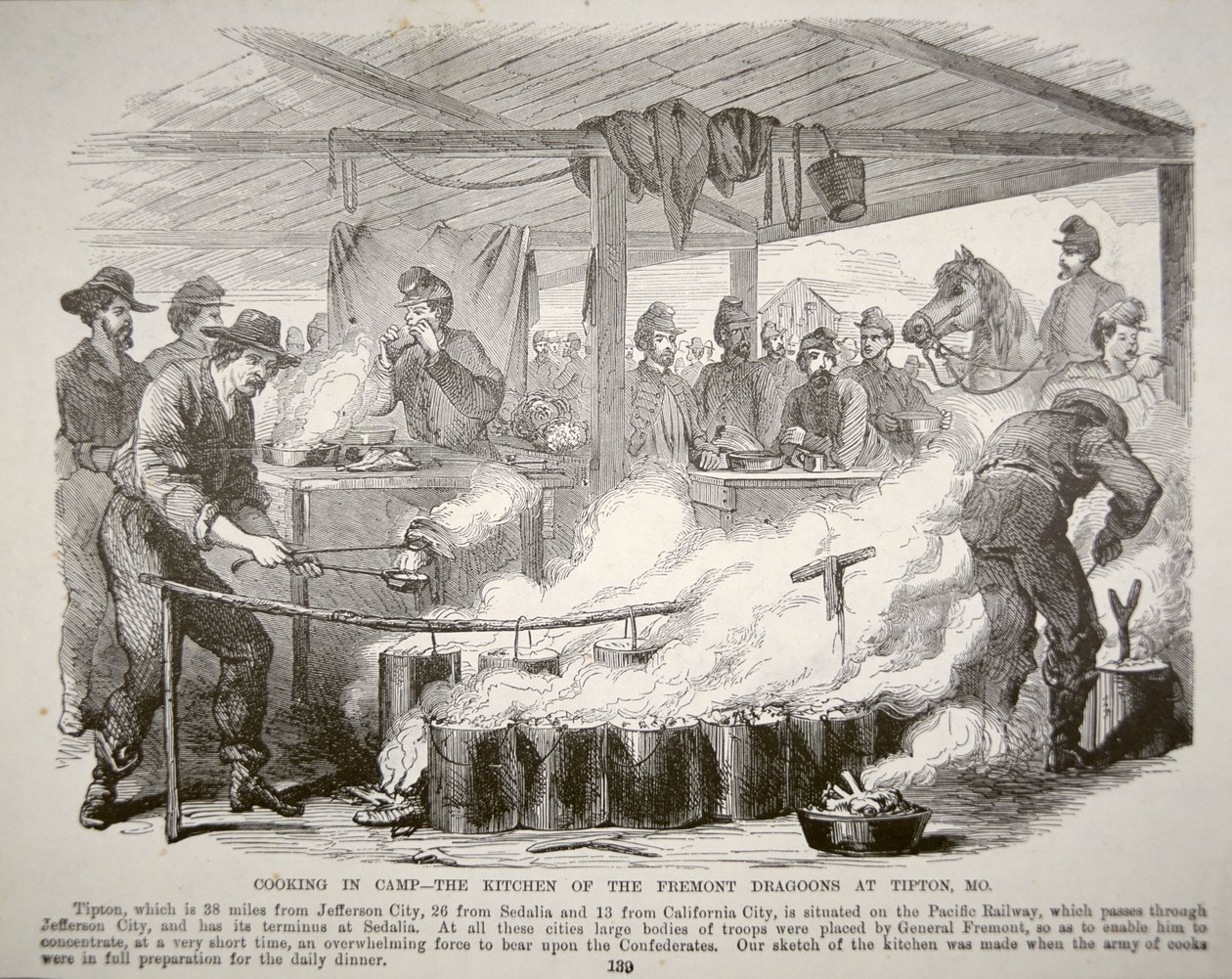 Cooking in camp - The kitchen of the Fremont Dragoons at Tipton, Missouri by American School