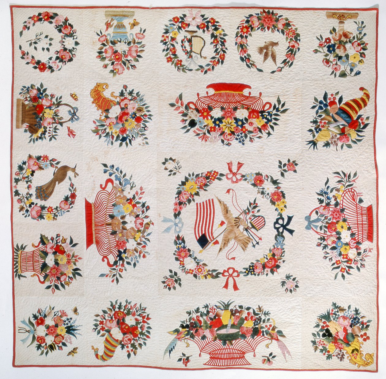 Flag and Flower quilt, c.1860 by American School