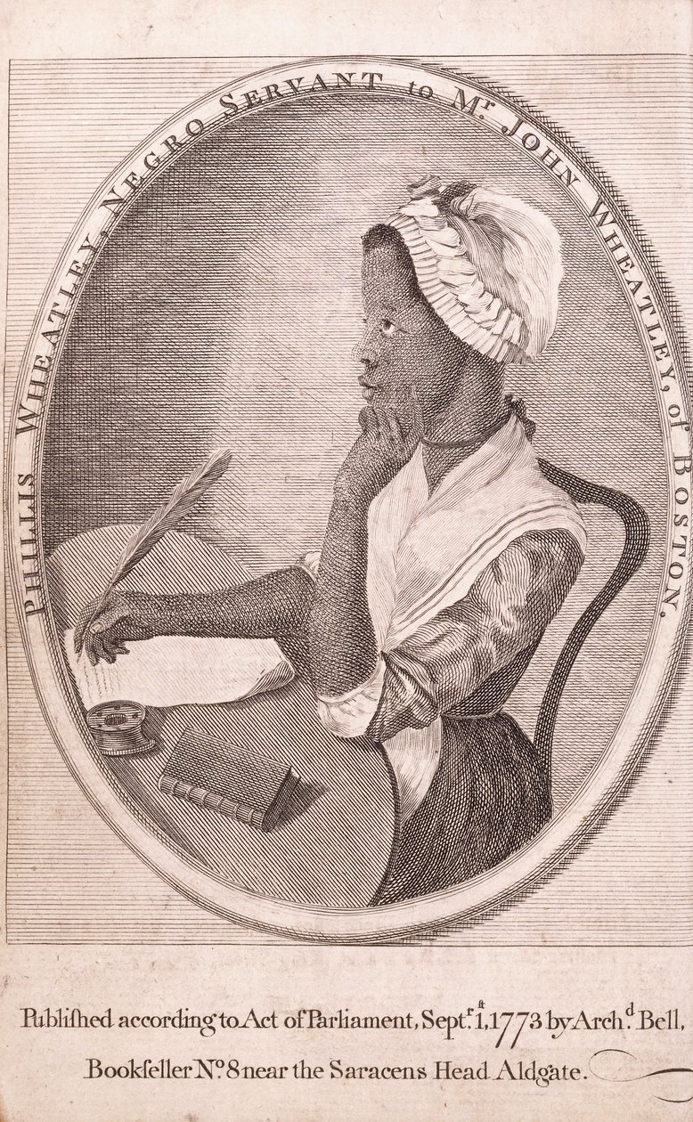 Frontispiece Portrait of the Author, Phillis Wheatley, from the Book 