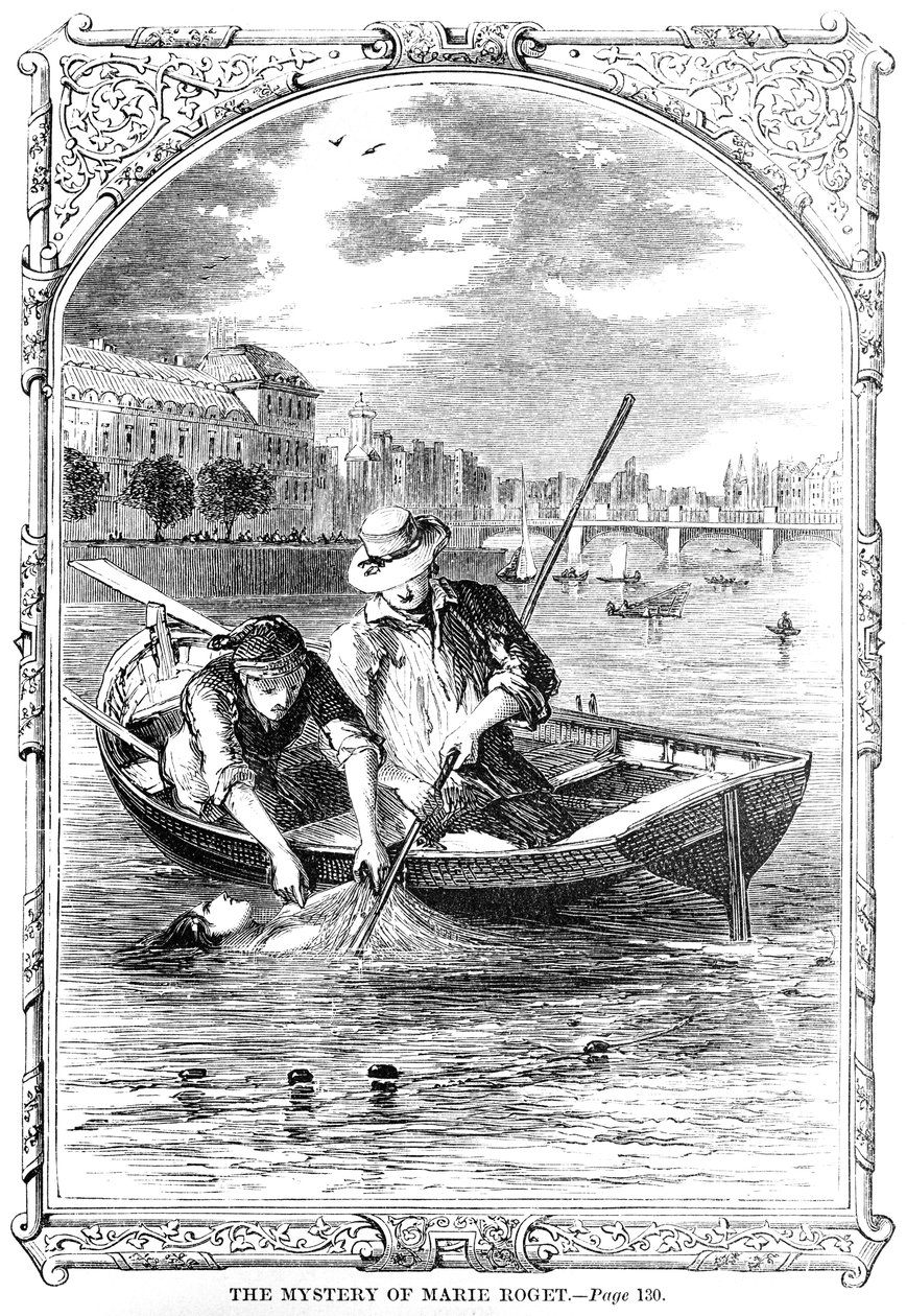 Frontispiece to The Mystery of Marie Roget by Edgar Allen Poe by American School