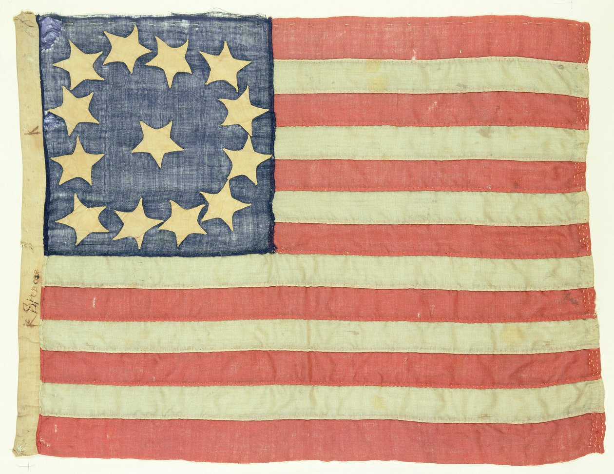 Handsewn Flag with Thirteen Stars by American School