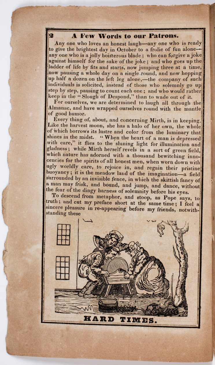 Hard Times, Page 2 from The American Comic Almanac for 1838 by American School