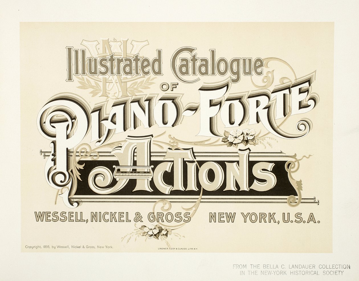 Illustrated Catalogue of Piano-Forte Actions, Wessell, Nickel & Gross Co. - cover by American School