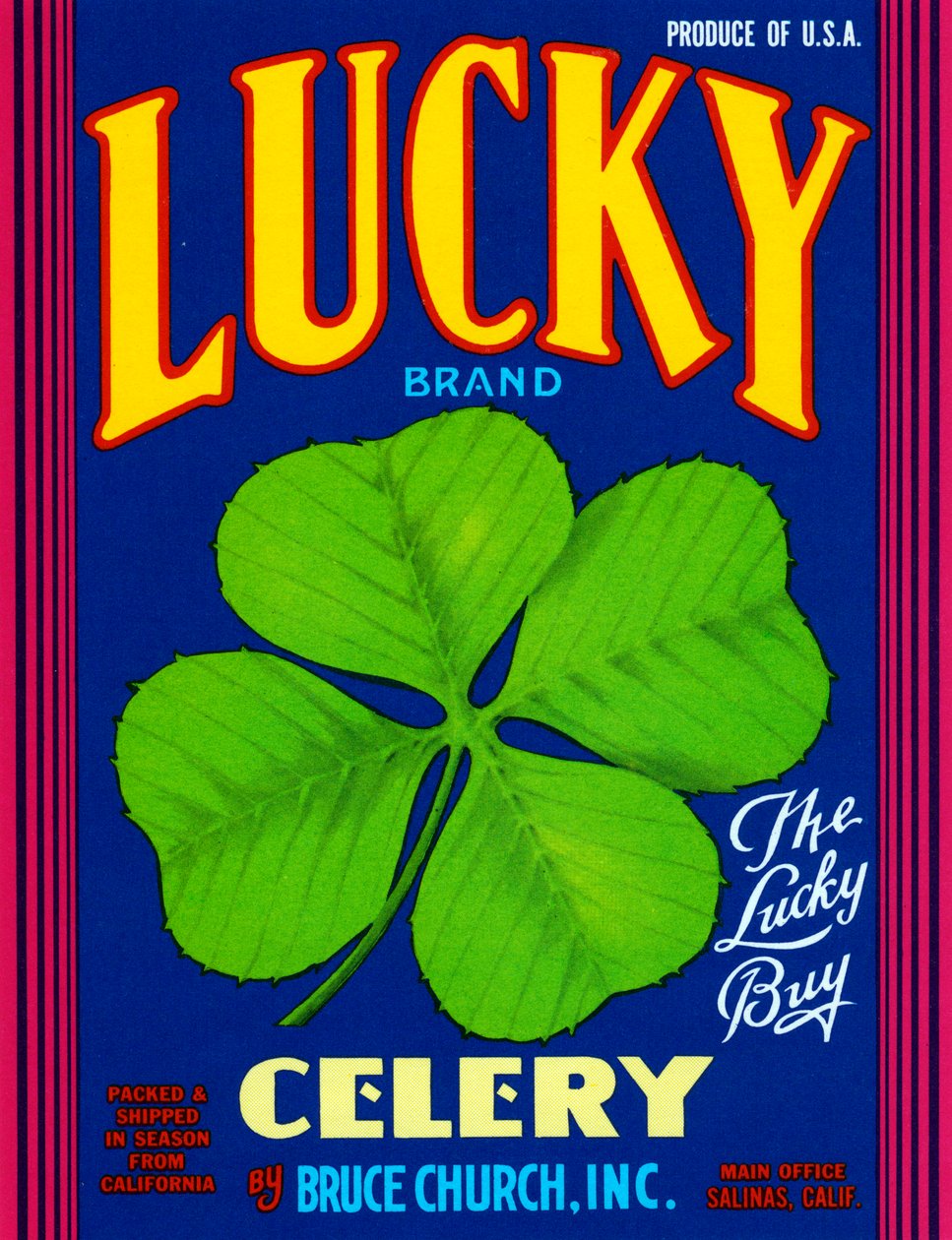 Lucky Brand Celery Fruit Crate Label by American School
