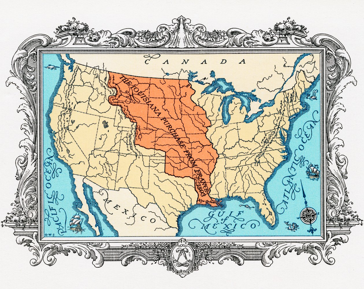 Map of the Louisiana Purchase by American School