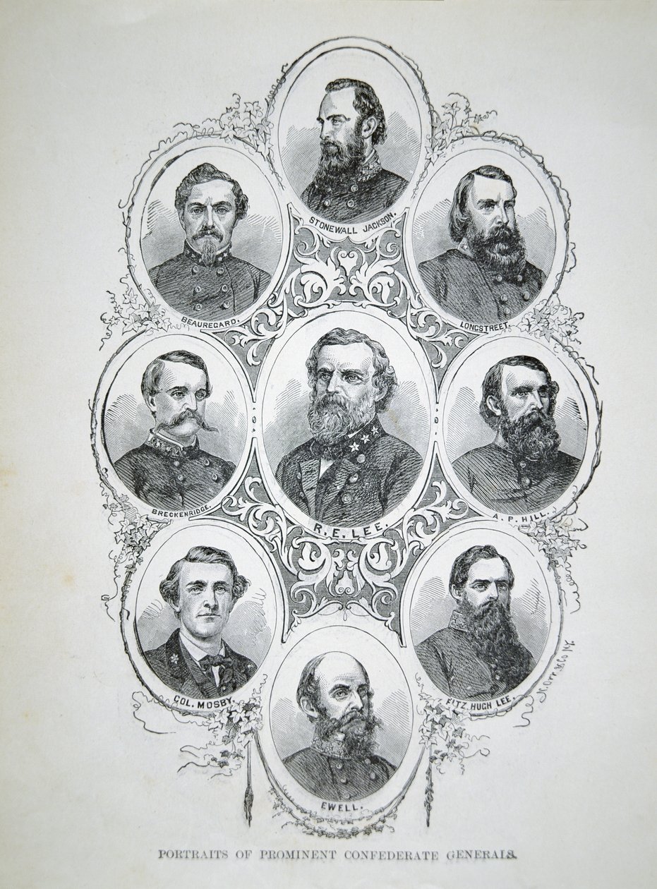 Nine Portraits of Prominent Generals of Confederate Army by American School