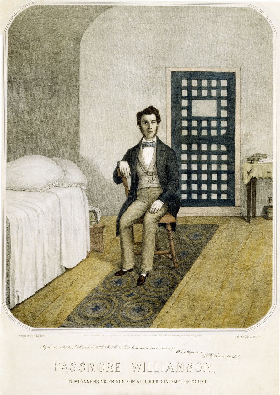 Passmore Williamson in Moyamensing Prison for alleged Contempt of Court (1855) by American School