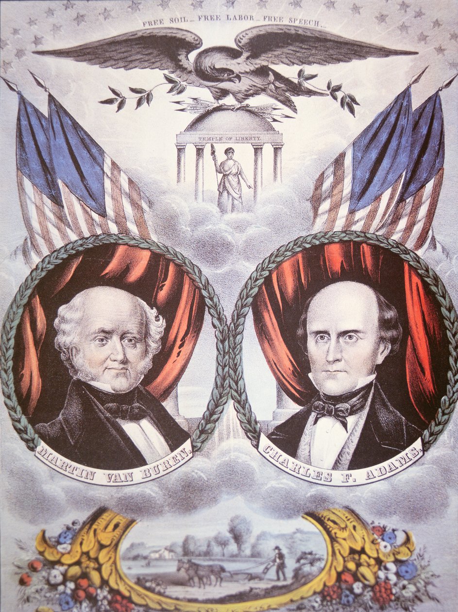 Presidential campaign poster depicting Martin van Buren and Charles F. Adams for the 