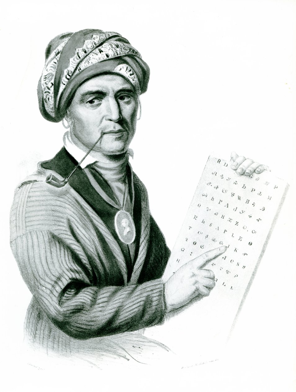 Se Quo Yah (Sequoyah), inventor of the Indian alphabet by American School