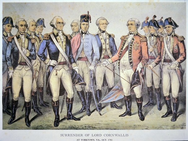Surrender of Lord Cornwallis at Yorktown, Virginia by American School