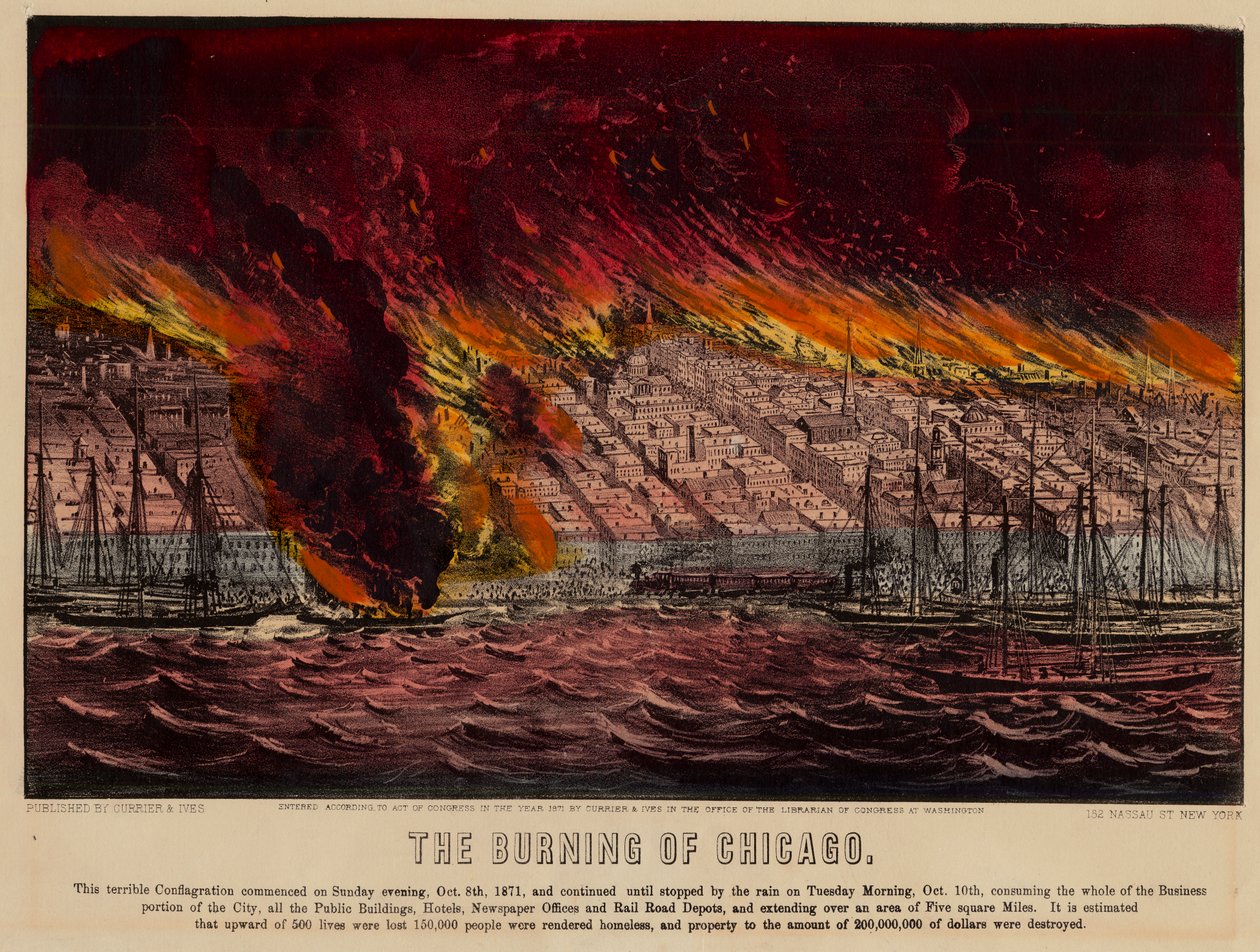 The Burning of Chicago, 1871 by American School