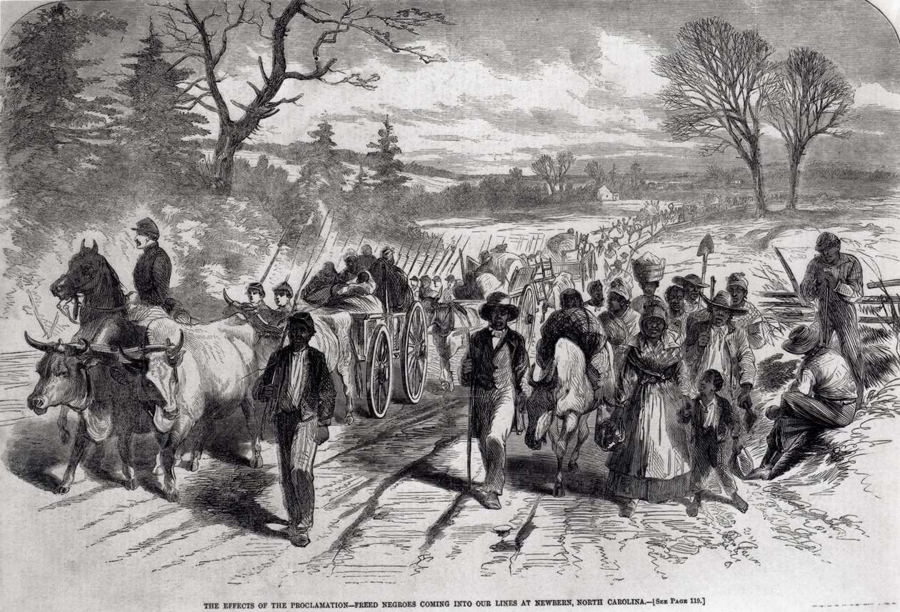 The Effects of the Proclamation: Freed Negroes Coming into Our Lines at Newbern, North Carolina, from 