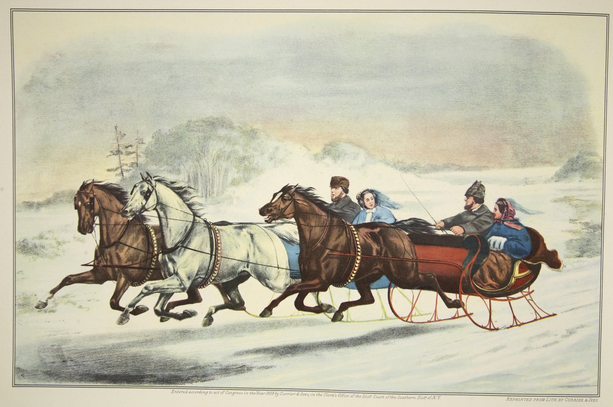The Sleigh Race by American School: Buy fine art print
