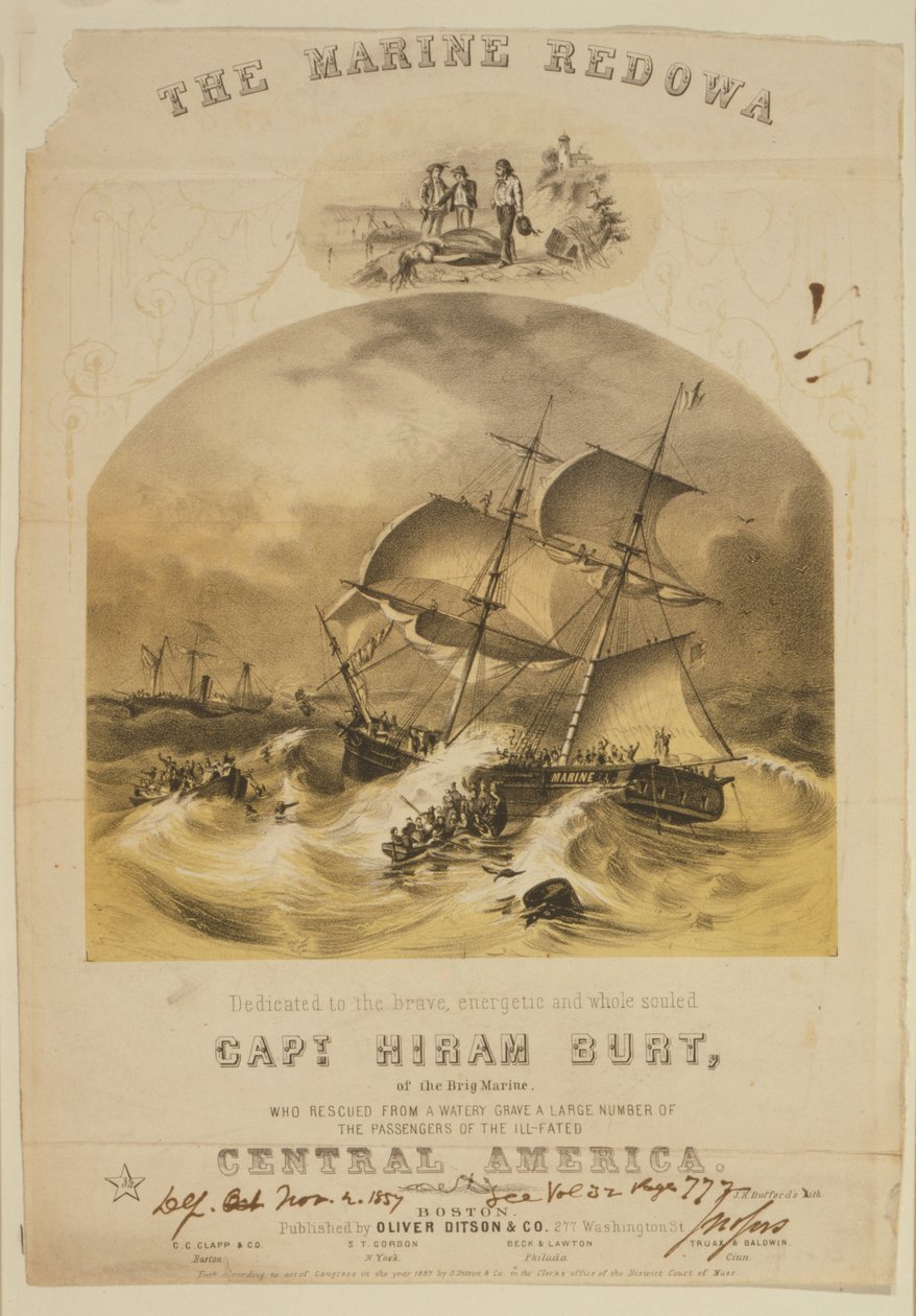 The Brig Marine Rescuing Passengers from the Steamer SS Central America in September 1857 by American School