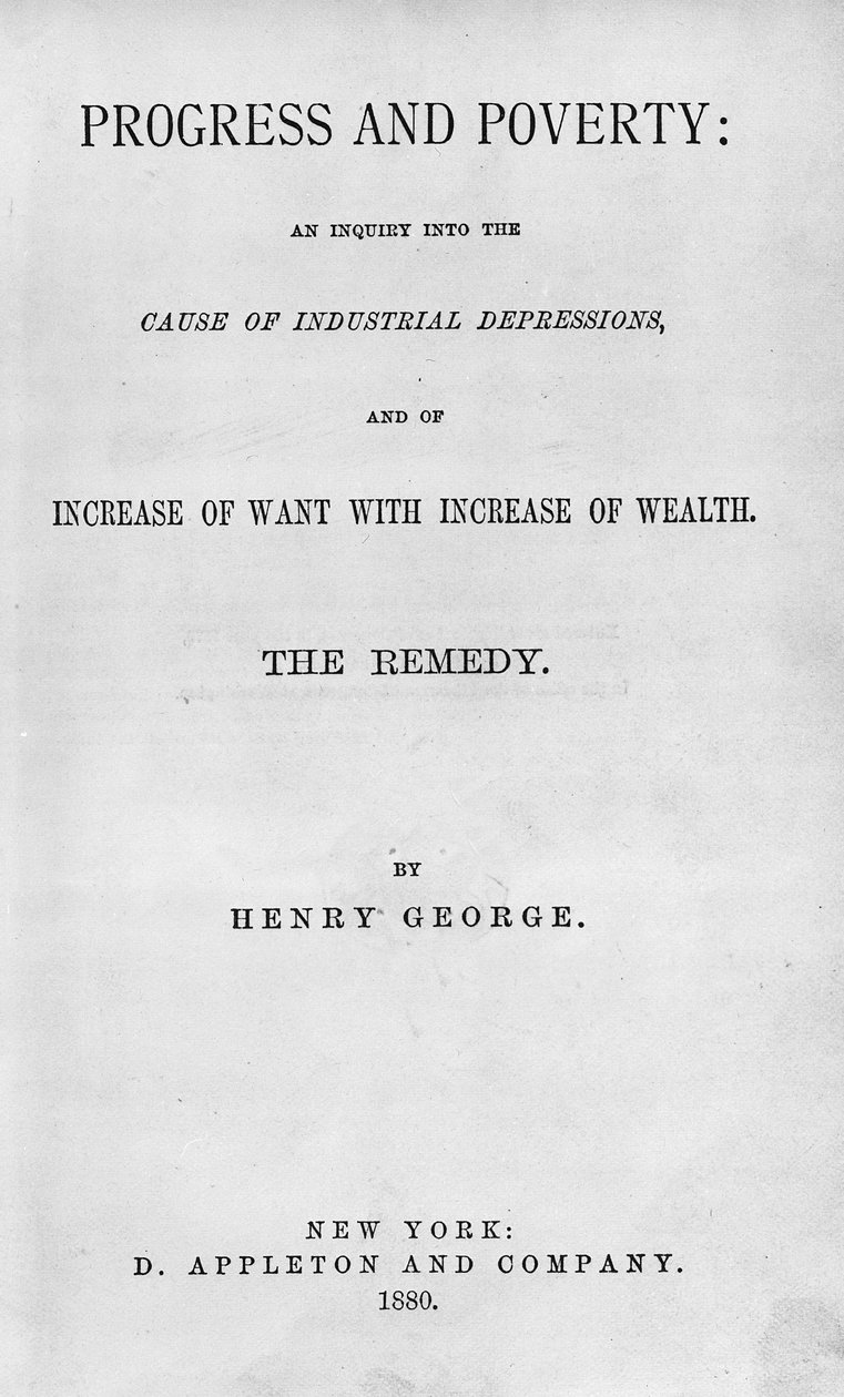 Titlepage to Progress and Poverty by Henry George by American School