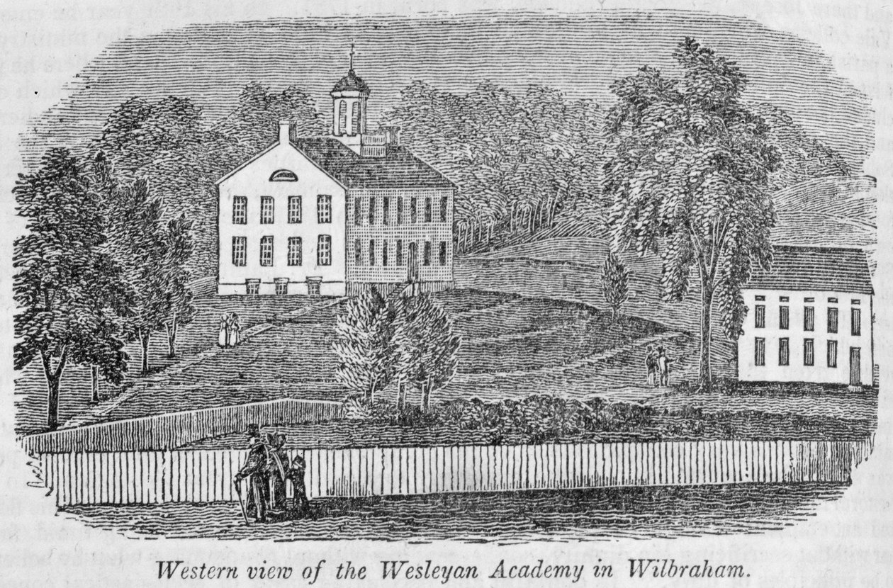 Western view of the Wesleyan Academy in Wilbraham, from 