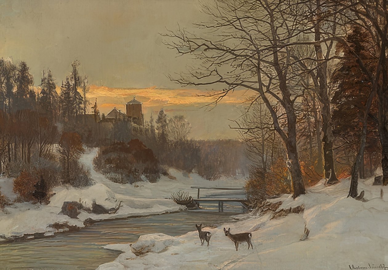 Winter Stream Landscape by Anders Andersen Lundby