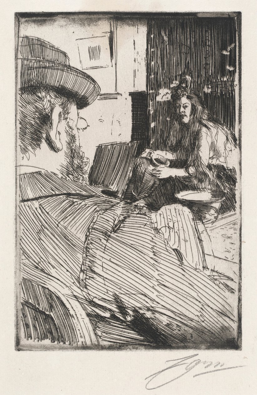 Albert Besnard and His Model by Anders Zorn
