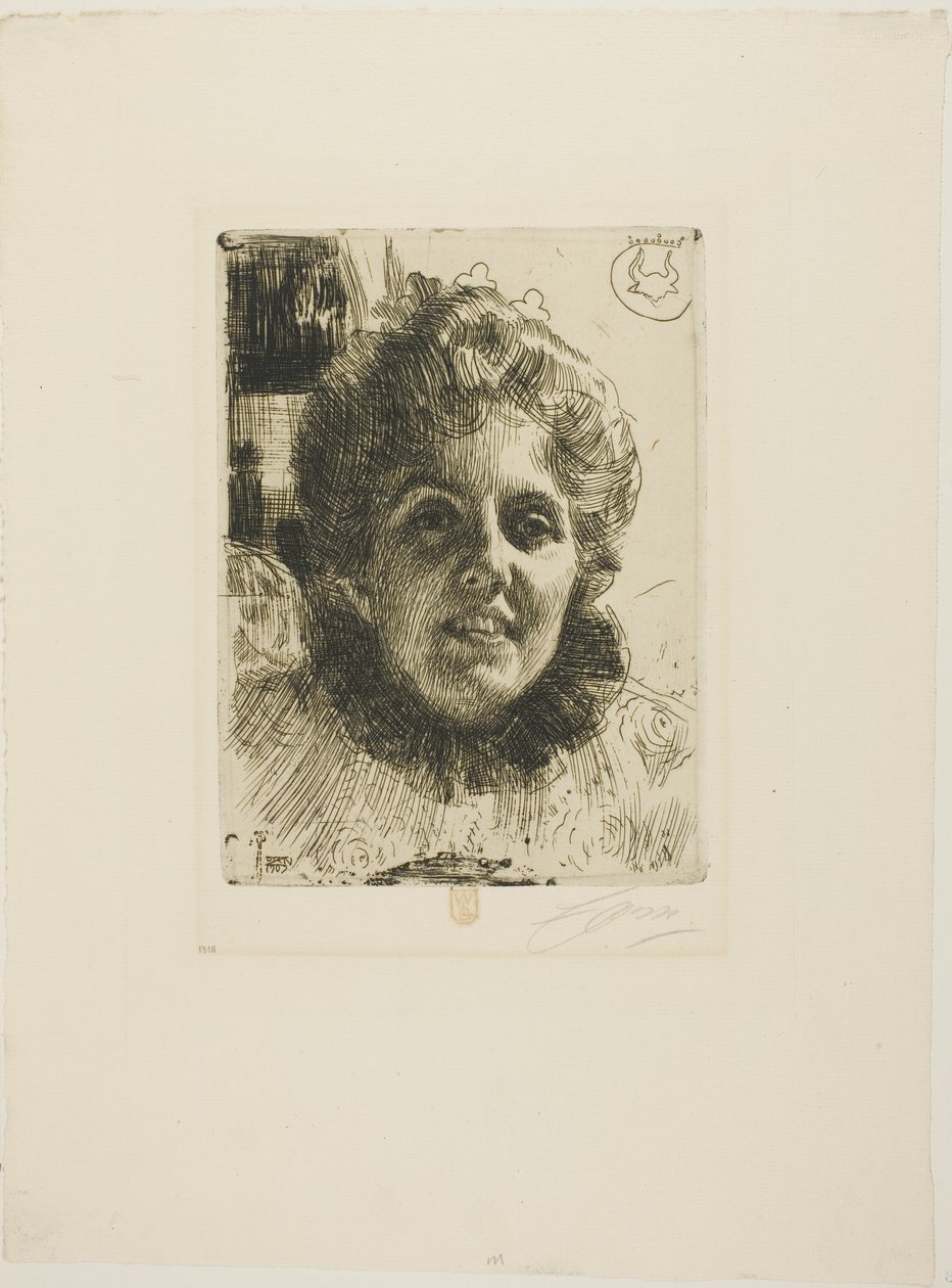 Aurore (Mrs. Aurore Klintberg, née Oxenstierna, Head) by Anders Leonard Zorn