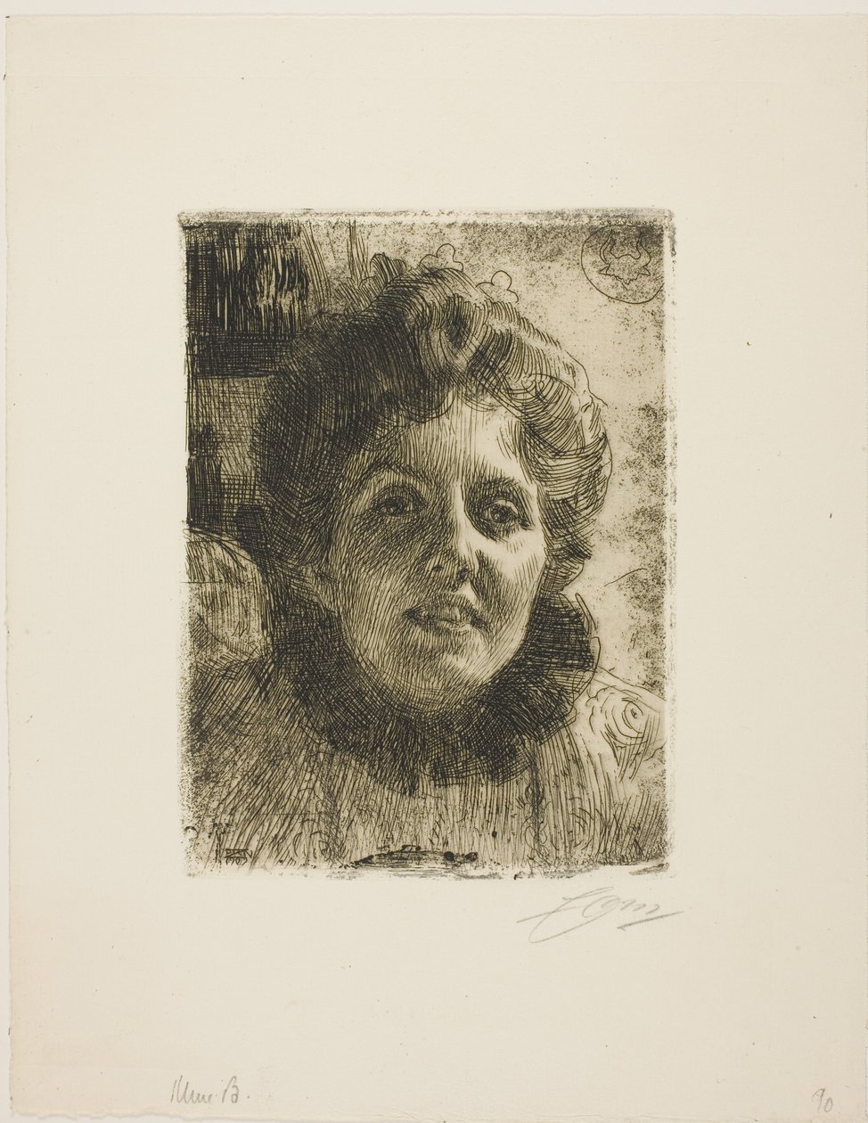 Aurore (Mrs. Aurore Klintberg, née Oxenstierna, Head) by Anders Zorn