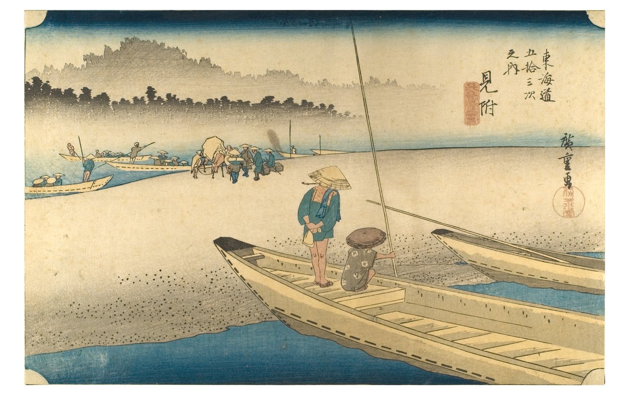 No. 29 Mitsuke - Tenryu River, Edo Period by Ando or Utagawa Hiroshige