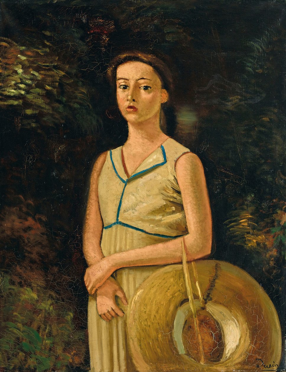 Portrait of Geneviève Holding a Straw Hat, Niece of the Painter by Andre Derain