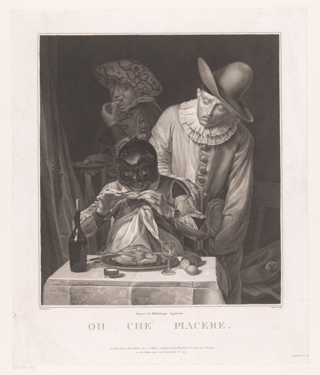 Masked Man with Pierrot and Man with Hat by André Joseph Mécou