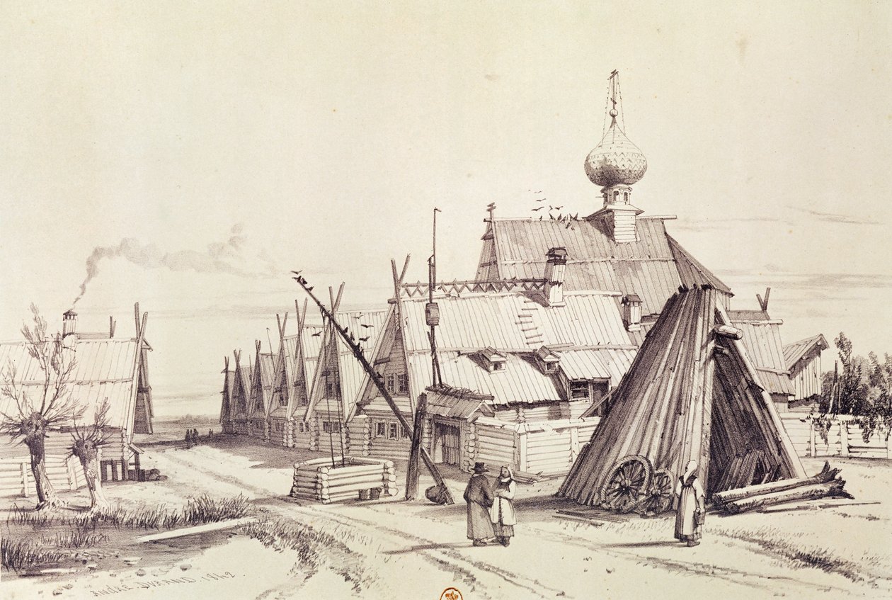 Village on route to Moscow, illustration from 