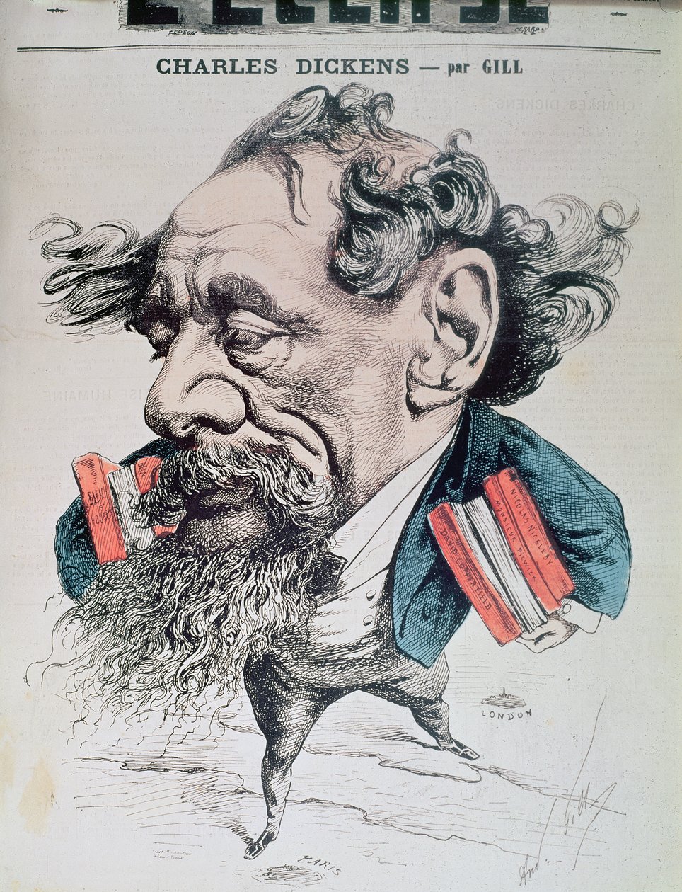 Charles Dickens Astride the English Channel, Cover Illustration from 