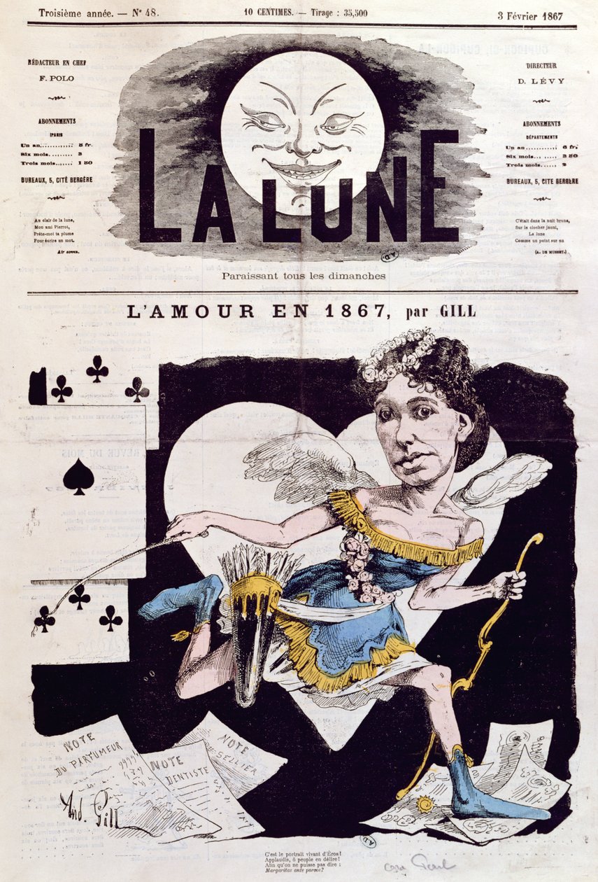 Caricature of Cora Pearl by Andre Gill