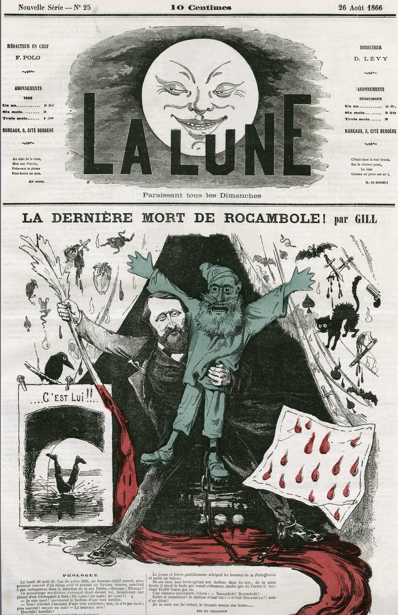 Cartoon of La last mort de Rocamole and its author, Pierre Alexis ...