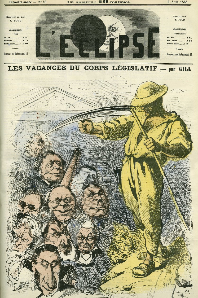On Holidays of the Legislative Corps, Deputies of the National Assembly Leaving the Palais Bourbon by Andre Gill