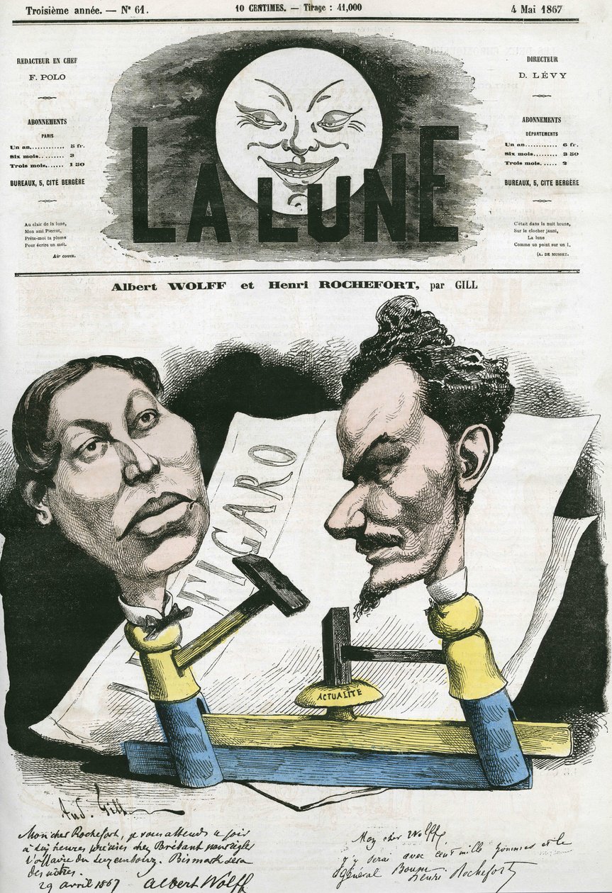 Portrait of Albert Wolff and Henri Rochefort, French Journalist and Politician by Andre Gill