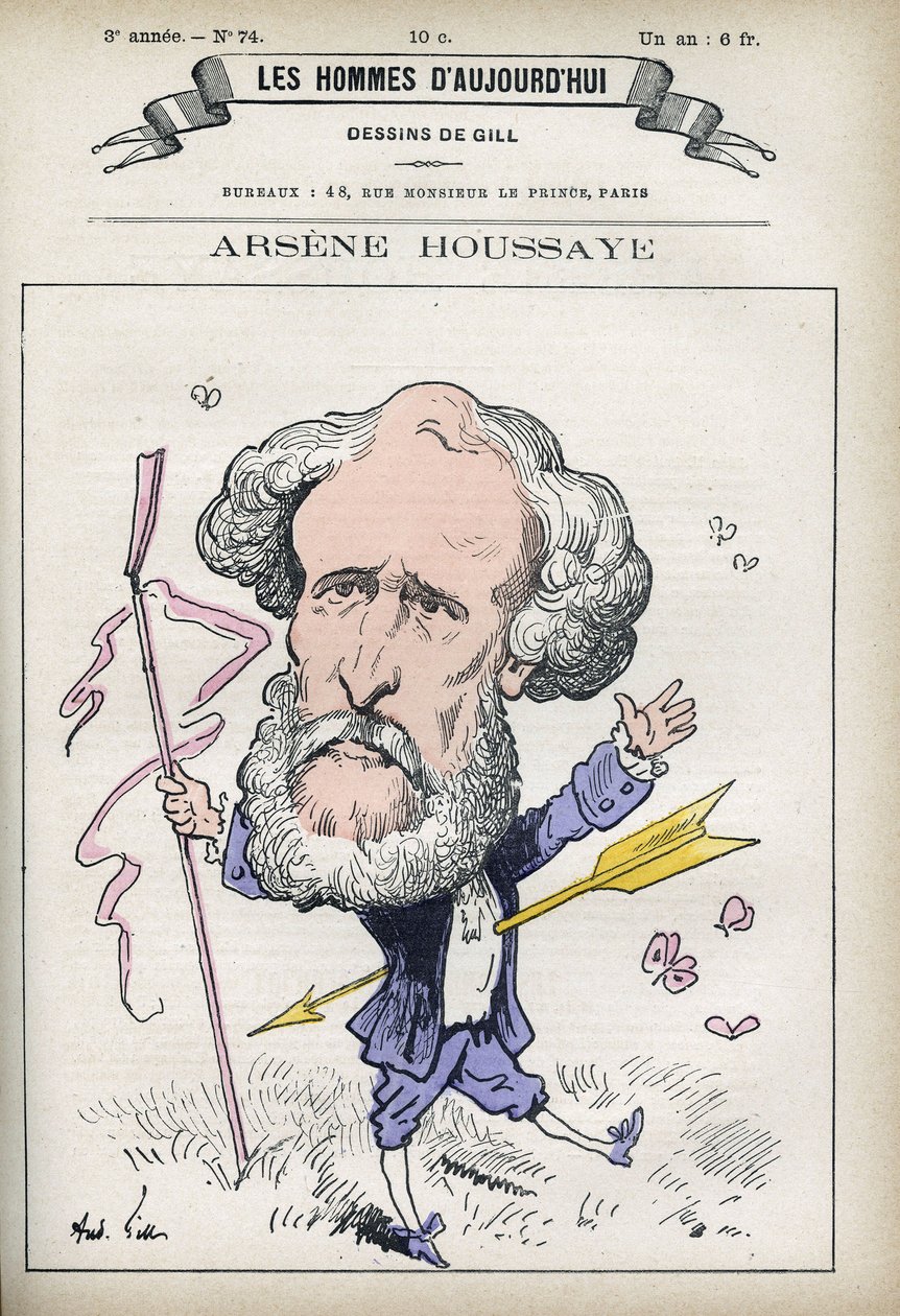 Portrait of Arsene Houssaye (1815-1896), French man of letters. Caricature by Gill, Paris. by Andre Gill