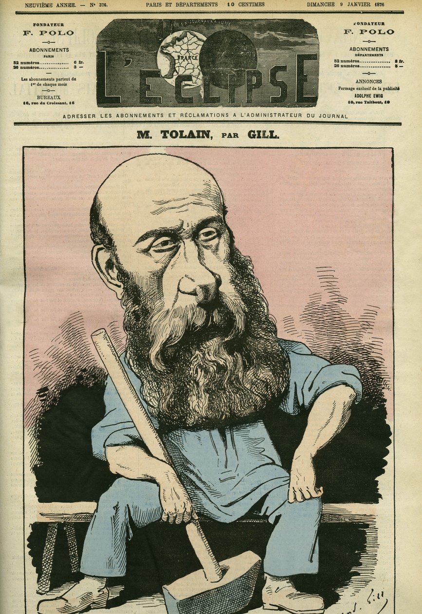 Portrait of Henri Louis Tolain (1828-1897), French engraver and politician. Cover in L