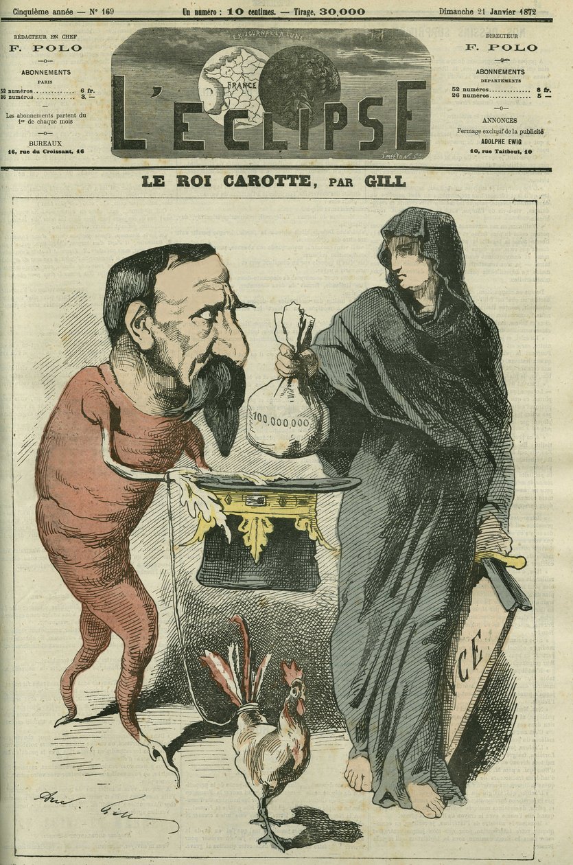The Carrot King, Napoleon III (1808-1873), President of the Republic and Emperor of the French Until the Defeat of Sedan in 1870. Cover in 
